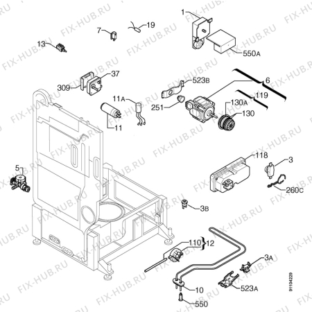 Взрыв-схема посудомоечной машины Faure LVS764 - Схема узла Electrical equipment 268